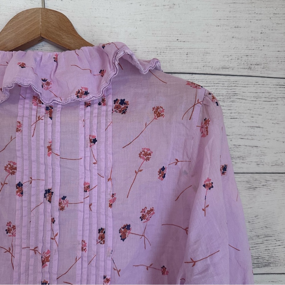 Sundance Floral Beatrice Ruffle Top in Lavender. - Picture 6 of 6